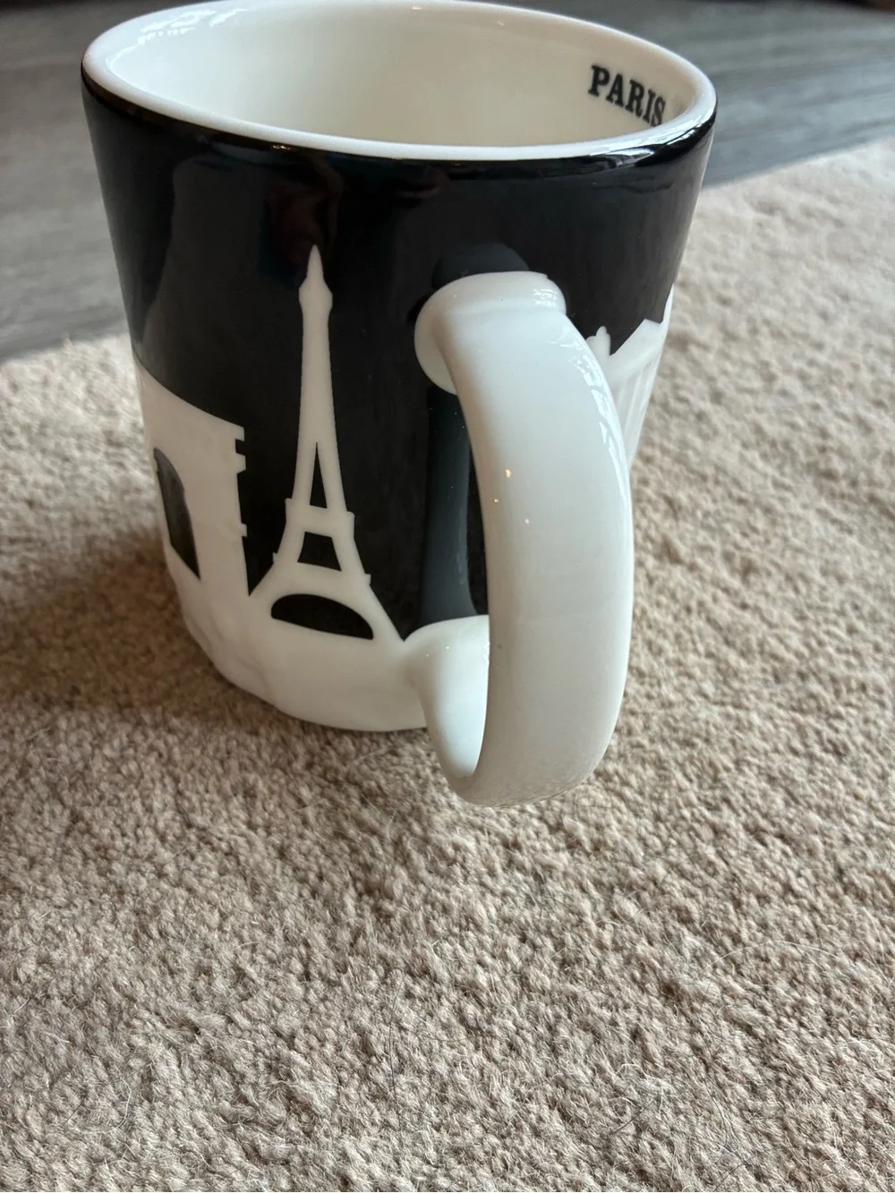 Starbucks Paris Mug 2011 Collector Series 16oz Black White Embossed City Coffee
